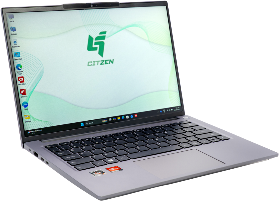 Citzen CZ-4 notebook, open, three-quarter view